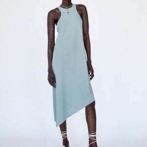 Zara ASYMMETRIC TUNIC DRESS Light blue